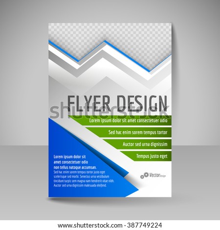 Editable vector template of flyer for business brochure, presentation, website, magazine cover. Blue and green colors.