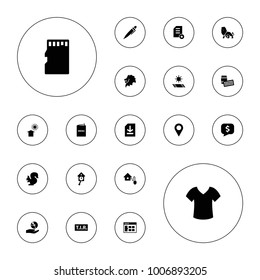 Editable vector template icons: lion, browser window, location, lotto, tir, cd on hand, file, pen, memory card, menu, smart home, diploma on white background.
