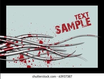 Editable vector tentacles with blood splatter design layout