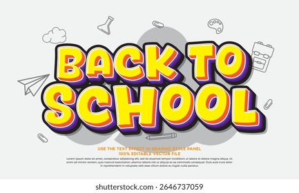 Editable vector text effect back to school
