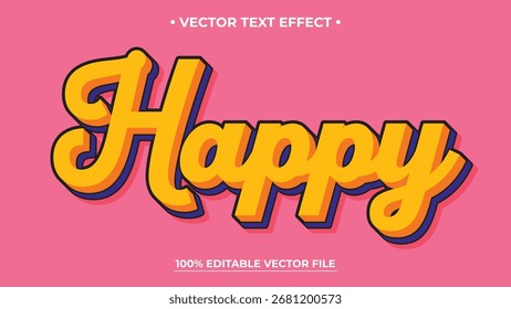 Editable Vector Text Effect Happy in Yellow and Purple