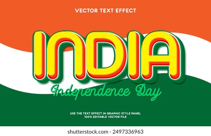 Editable vector text effect India independence day 02