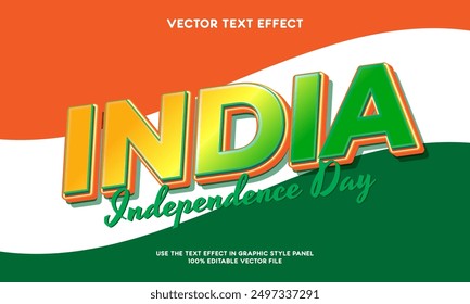 Editable vector text effect India independence day 03