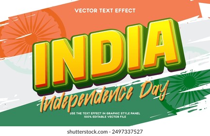 Editable vector text effect India independence day 05