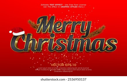 Editable vector text effect merry christmas with luxury text style