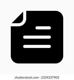 Editable vector text file icon. Black, line style, transparent white background. Part of a big icon set family. Perfect for web and app interfaces, presentations, infographics, etc