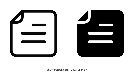 Editable vector text file icon. Black, line style, transparent white background. Part of a big icon set family. Perfect for web and app interfaces, presentations, infographics, etc