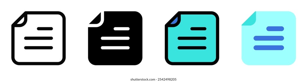 Icono de archivo de texto de Vector editable. Negro, estilo de línea, fondo blanco transparente. Parte de una gran familia de iconos. Perfecto para interfaces de Web y App, presentaciones, infografías, etc