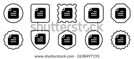 Editable vector text file icon. Black, line style, transparent white background. Part of a big icon set family. Perfect for web and app interfaces, presentations, infographics, etc