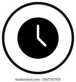 Editable vector time, analog clock icon. Black, line style, transparent white background. Part of a big icon set family. Perfect for web and app interfaces, presentations, infographics, etc