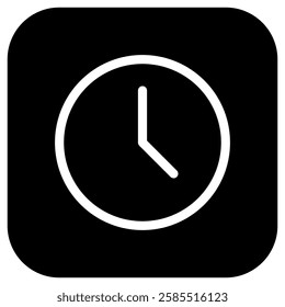 Editable vector time, analog clock icon. Black, line style, transparent white background. Part of a big icon set family. Perfect for web and app interfaces, presentations, infographics, etc