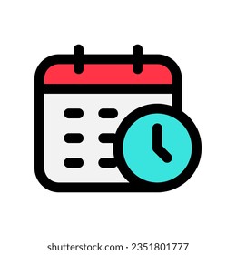 Editable vector time and date schedule icon. Black, line style, transparent white background. Part of a big icon set family. Perfect for web and app interfaces, presentations, infographics, etc