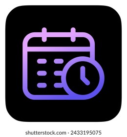 Editable vector time and date schedule icon. Black, line style, transparent white background. Part of a big icon set family. Perfect for web and app interfaces, presentations, infographics, etc
