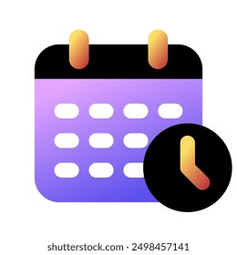 Editable vector time and date schedule icon. Black, line style, transparent white background. Part of a big icon set family. Perfect for web and app interfaces, presentations, infographics, etc