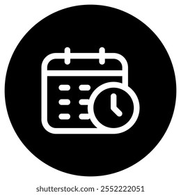 Editable vector time and date schedule icon. Black, line style, transparent white background. Part of a big icon set family. Perfect for web and app interfaces, presentations, infographics, etc