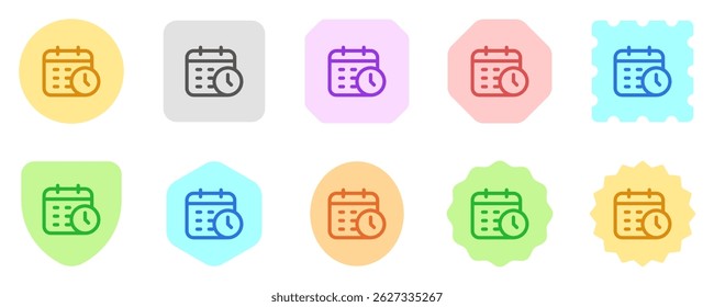 Editable vector time and date schedule icon. Black, line style, transparent white background. Part of a big icon set family. Perfect for web and app interfaces, presentations, infographics, etc
