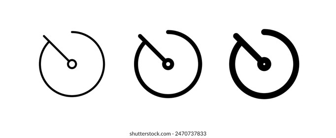 Editable vector timer stopwatch icon. Black, line style, transparent white background. Part of a big icon set family. Perfect for web and app interfaces, presentations, infographics, etc