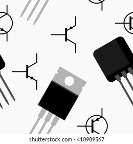 Editable Vector of Transistor Illustration Symbol Seamless Pattern for Creating Electronic or Electrical Related Background