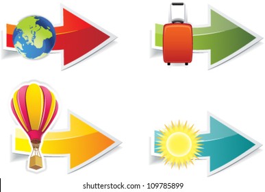 Editable vector travel sticker set
