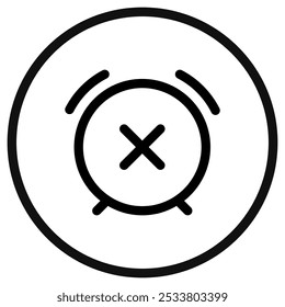 Editable vector turn off, close, delete alarm icon. Black, line style, transparent white background. Part of a big icon set family. Perfect for web and app interfaces, presentations, infographics, etc
