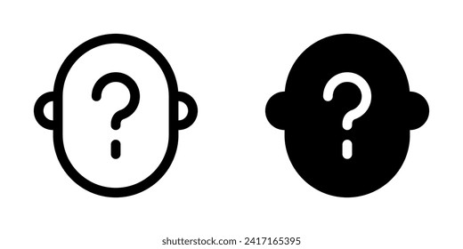 Editable vector unknown anonymous person head icon. Black, line style, transparent white background. Part of a big icon set family. Perfect for web and app interfaces, presentations, infographics, etc