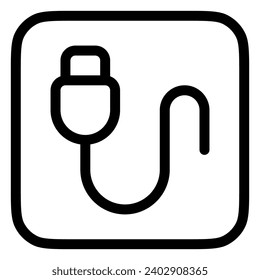Editable vector usb cable icon. Black, line style, transparent white background. Part of a big icon set family. Perfect for web and app interfaces, presentations, infographics, etc