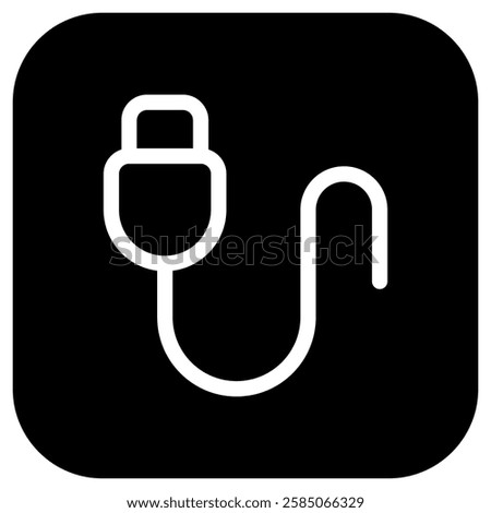 Editable vector usb cable icon. Black, line style, transparent white background. Part of a big icon set family. Perfect for web and app interfaces, presentations, infographics, etc