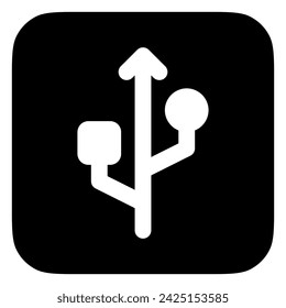 Editable vector usb connection icon. Black, line style, transparent white background. Part of a big icon set family. Perfect for web and app interfaces, presentations, infographics, etc