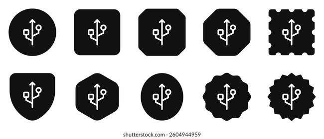 Editable vector usb connection icon. Black, line style, transparent white background. Part of a big icon set family. Perfect for web and app interfaces, presentations, infographics, etc