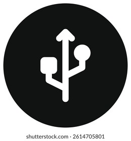 Editable vector usb connection icon. Black, line style, transparent white background. Part of a big icon set family. Perfect for web and app interfaces, presentations, infographics, etc