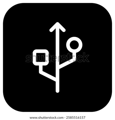 Editable vector usb connection icon. Black, line style, transparent white background. Part of a big icon set family. Perfect for web and app interfaces, presentations, infographics, etc