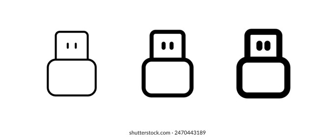 Editable vector usb plug icon. Black, line style, transparent white background. Part of a big icon set family. Perfect for web and app interfaces, presentations, infographics, etc