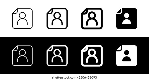 Editable vector user contact file icon. Black, line style, transparent white background. Part of a big icon set family. Perfect for web and app interfaces, presentations, infographics, etc