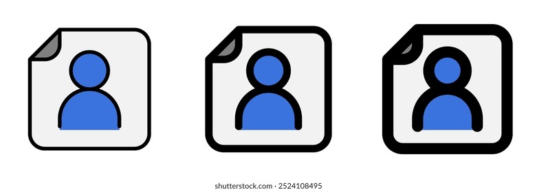 Editable vector user contact file icon. Black, line style, transparent white background. Part of a big icon set family. Perfect for web and app interfaces, presentations, infographics, etc