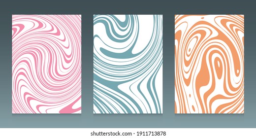 An editable vector, vertical, abstract,  fluid marble background set