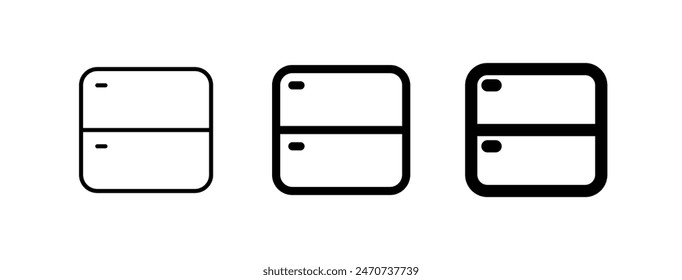 Editable vector vertical split screens icon. Black, line style, transparent white background. Part of a big icon set family. Perfect for web and app interfaces, presentations, infographics, etc