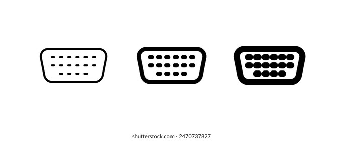 Editable vector vga cable port icon. Black, line style, transparent white background. Part of a big icon set family. Perfect for web and app interfaces, presentations, infographics, etc