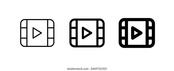Editable vector video movie clip icon. Black, transparent white background. Part of a big icon set family. Perfect for web and app interfaces, presentations, infographics, etc