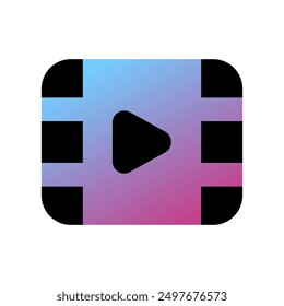 Vector Video editable icono de Clip de película. Fondo blanco, negro y transparente. Parte de una gran familia de iconos. Perfecto para interfaces de Web y App, presentaciones, infografías, etc