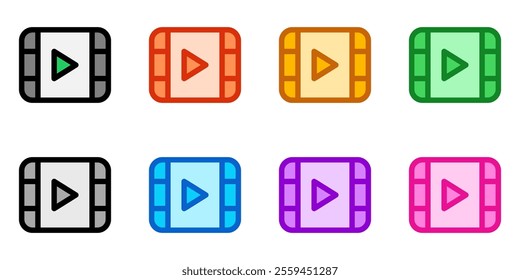 Editable vector video movie clip icon. Black, transparent white background. Part of a big icon set family. Perfect for web and app interfaces, presentations, infographics, etc