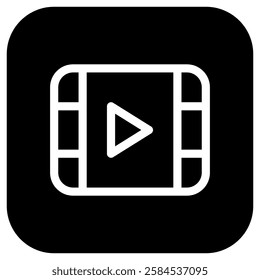 Editable vector video movie clip icon. Black, transparent white background. Part of a big icon set family. Perfect for web and app interfaces, presentations, infographics, etc