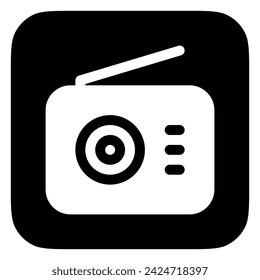 Editable vector vintage radio icon. Black, line style, transparent white background. Part of a big icon set family. Perfect for web and app interfaces, presentations, infographics, etc