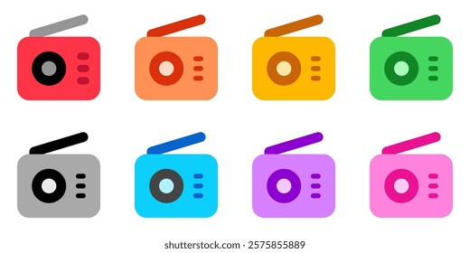 Editable vector vintage radio icon. Black, line style, transparent white background. Part of a big icon set family. Perfect for web and app interfaces, presentations, infographics, etc