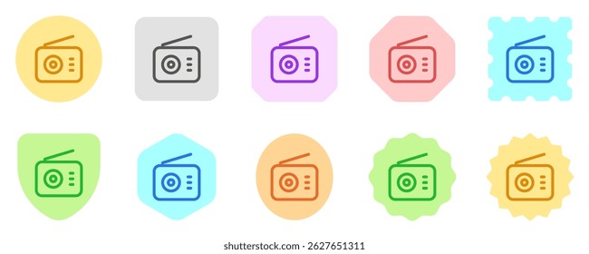 Editable vector vintage radio icon. Black, line style, transparent white background. Part of a big icon set family. Perfect for web and app interfaces, presentations, infographics, etc