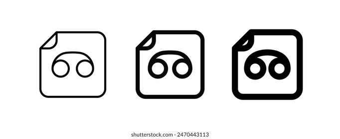 Editable vector voicemail recording file icon. Black, line style, transparent white background. Part of a big icon set family. Perfect for web and app interfaces, presentations, infographics, etc