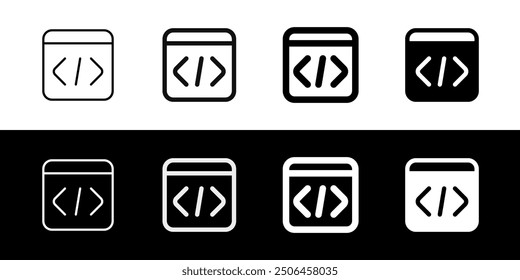 Editable vector web programming icon. Black, line style, transparent white background. Part of a big icon set family. Perfect for web and app interfaces, presentations, infographics, etc