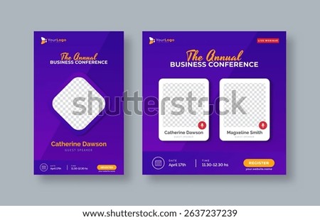 Editable Vector Webinar Banner – Annual Business Conference Promotion Template for Online Seminar and Live Corporate Event