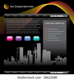 Editable vector website template with cityscape