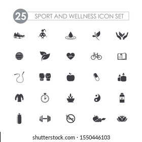 Editable vector. Wellness and Gym items. Sports object icons.