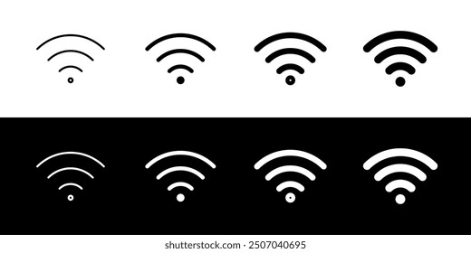 Editable vector wifi access signal icon. Black, line style, transparent white background. Part of a big icon set family. Perfect for web and app interfaces, presentations, infographics, etc